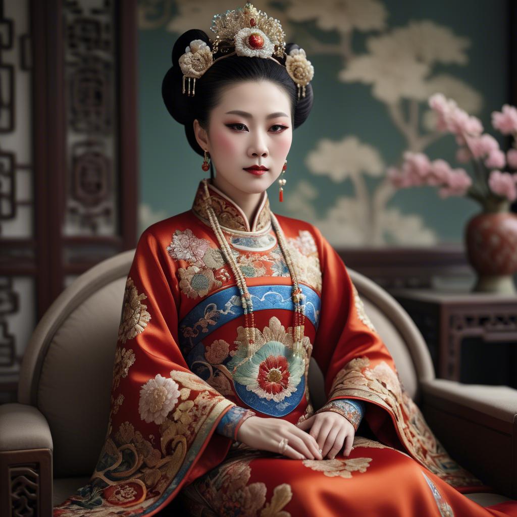 A stunning image of chinese empress in intricate traditional attire.