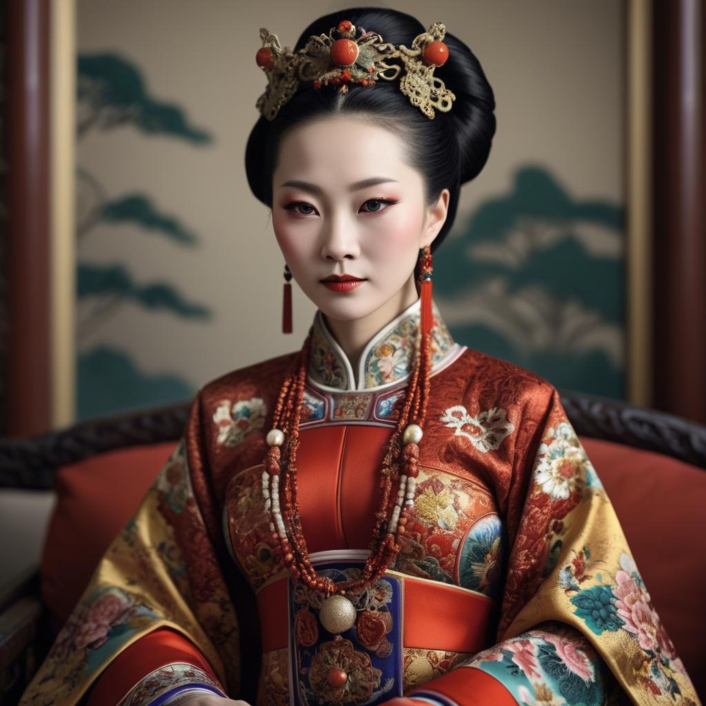 A stunning image of chinese empress in intricate traditional attire.