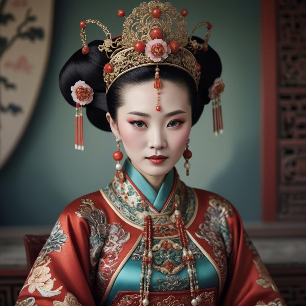 A stunning image of chinese empress in intricate traditional attire.