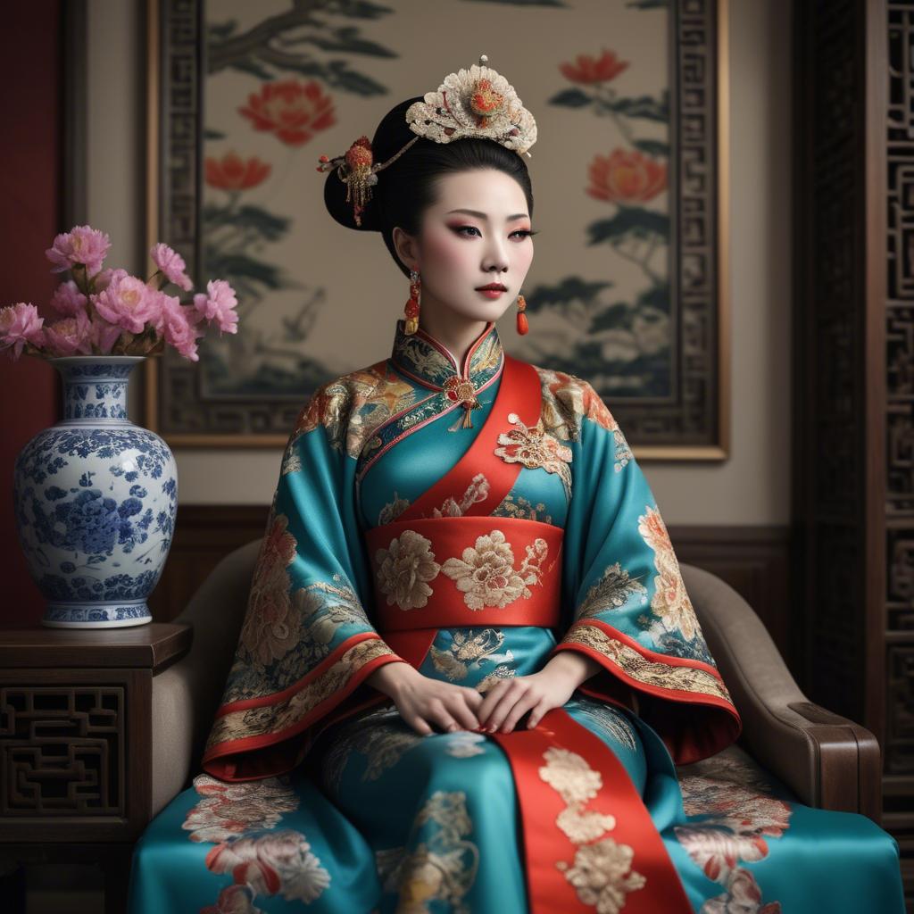 A stunning image of chinese empress in intricate traditional attire.