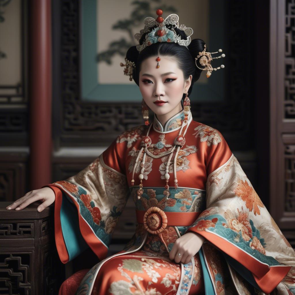 A stunning image of chinese empress in intricate traditional attire.