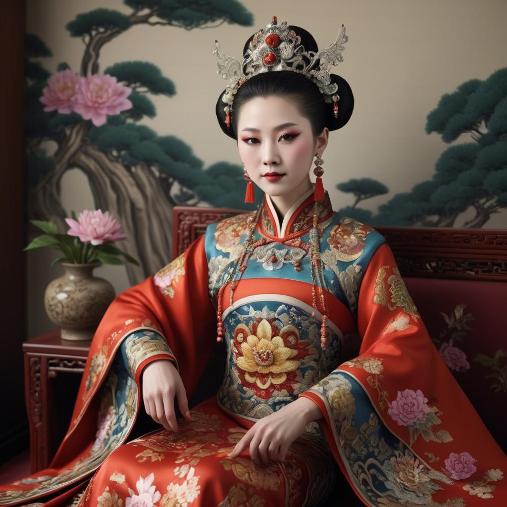 A stunning image of chinese empress in intricate traditional attire.