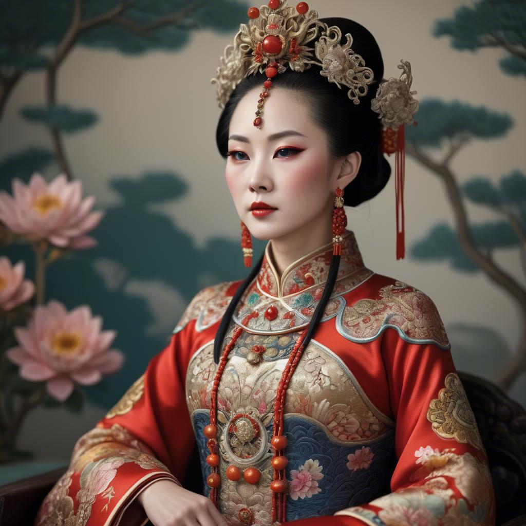 A stunning image of chinese empress in intricate traditional attire.