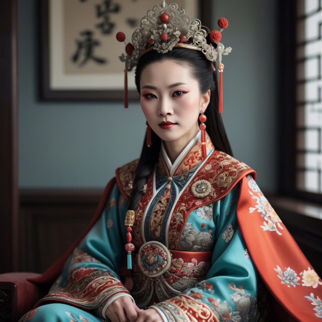 A stunning image of chinese empress in intricate traditional attire.