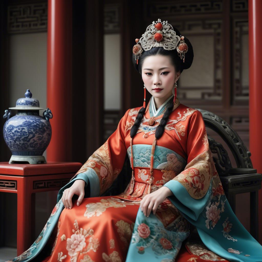 A stunning image of chinese empress in intricate traditional attire.