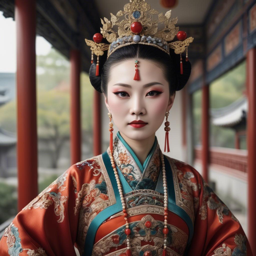 A stunning image of chinese empress in intricate traditional attire.