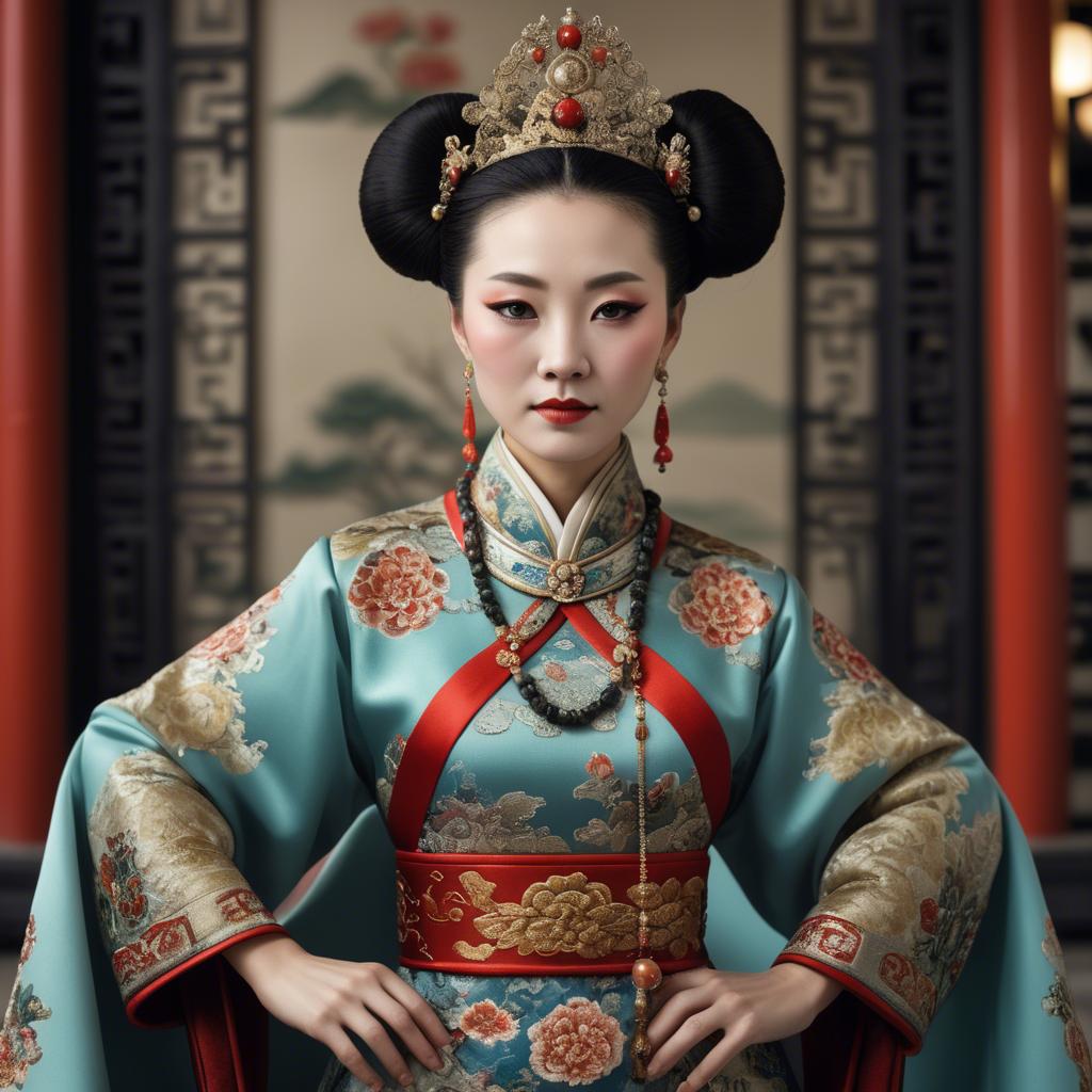A stunning image of chinese empress in intricate traditional attire.