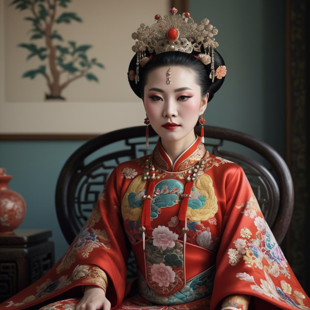 A stunning image of chinese empress in intricate traditional attire.