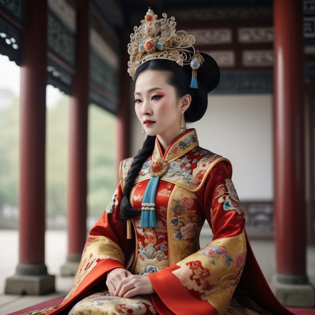 A stunning image of chinese empress in intricate traditional attire.