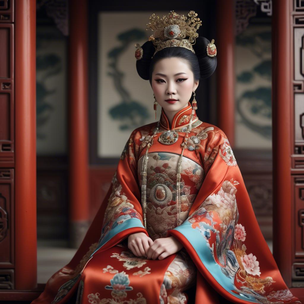 A stunning image of chinese empress in intricate traditional attire.
