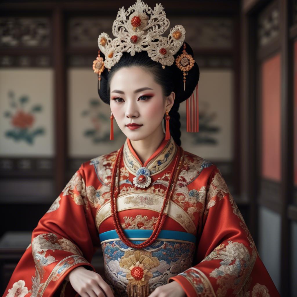 A stunning image of chinese empress in intricate traditional attire.