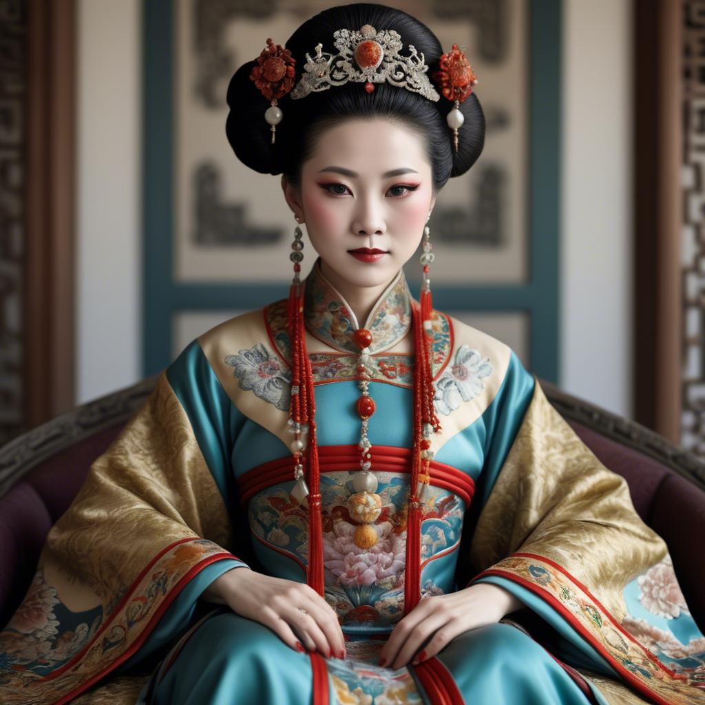 A stunning image of chinese empress in intricate traditional attire.