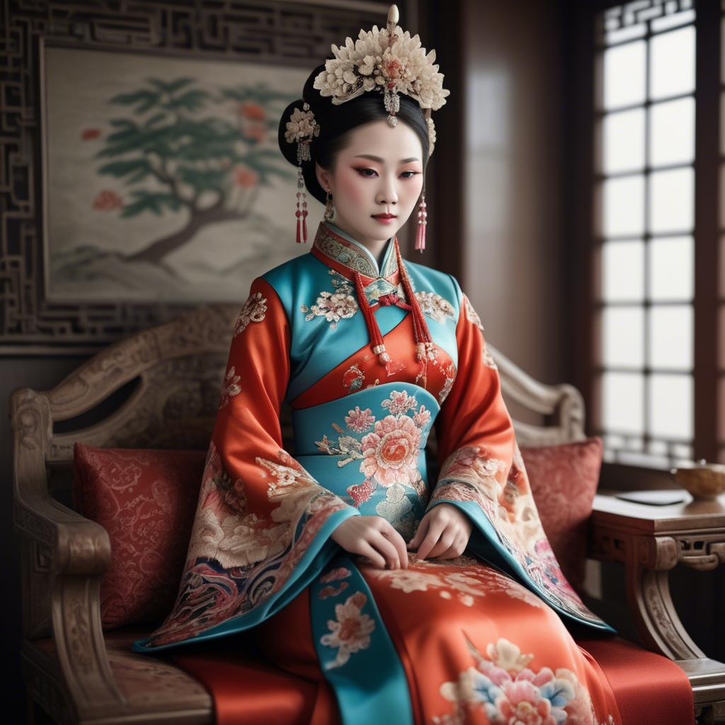 A stunning image of chinese empress in intricate traditional attire.