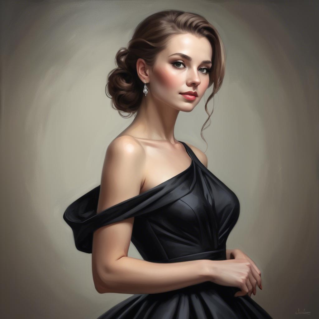 A stunning image of elegant lady in a black dress.