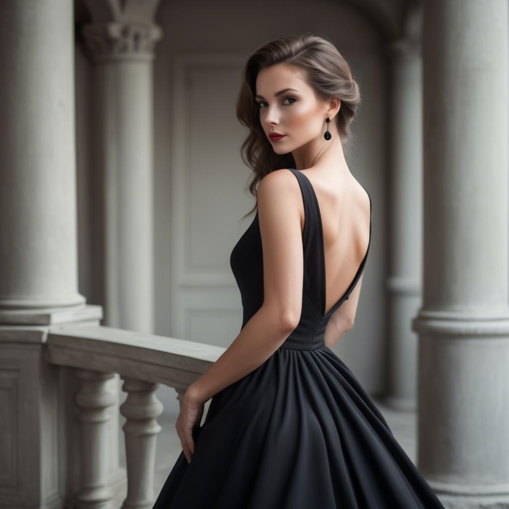 A stunning image of elegant lady in a black dress.