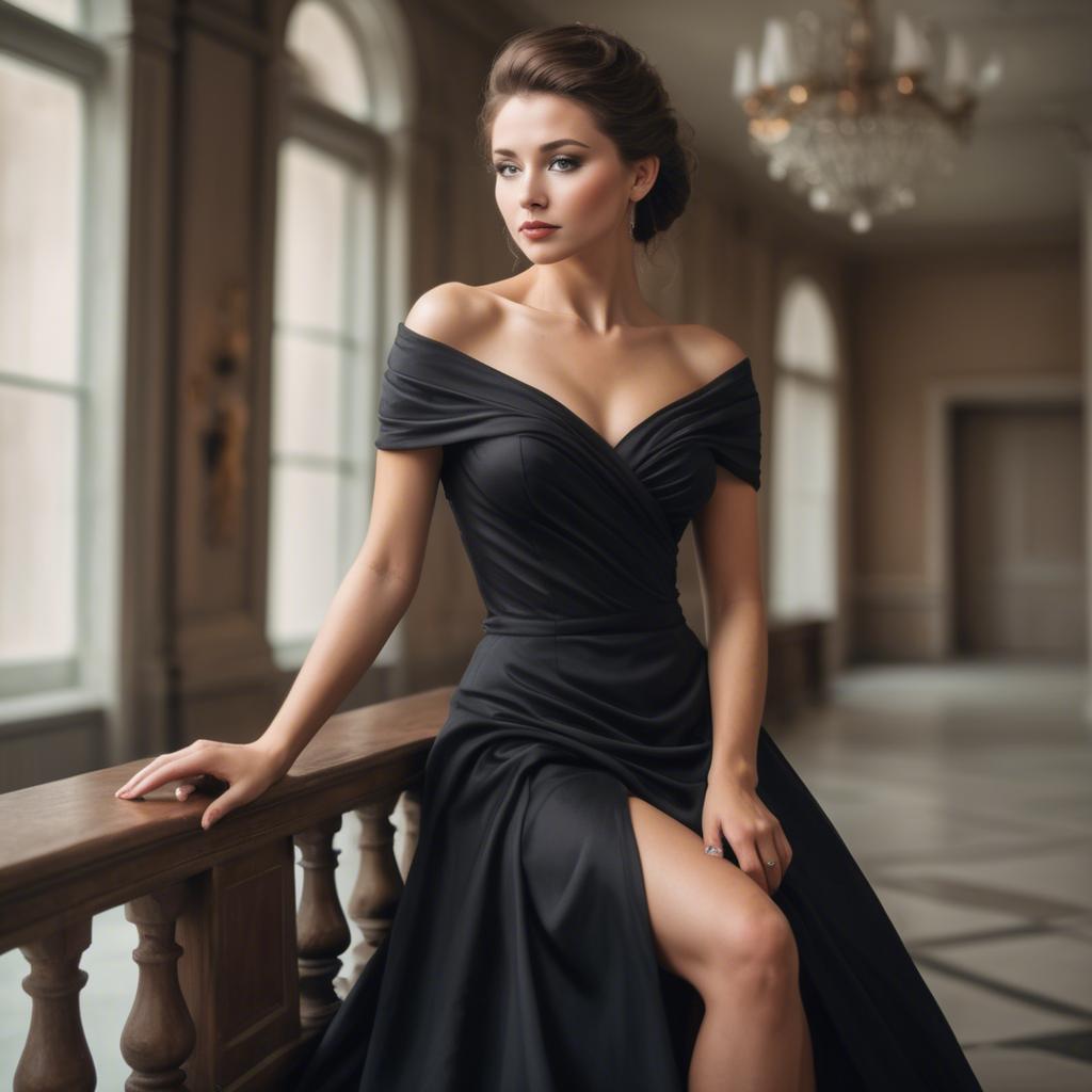 A stunning image of elegant lady in a black dress.