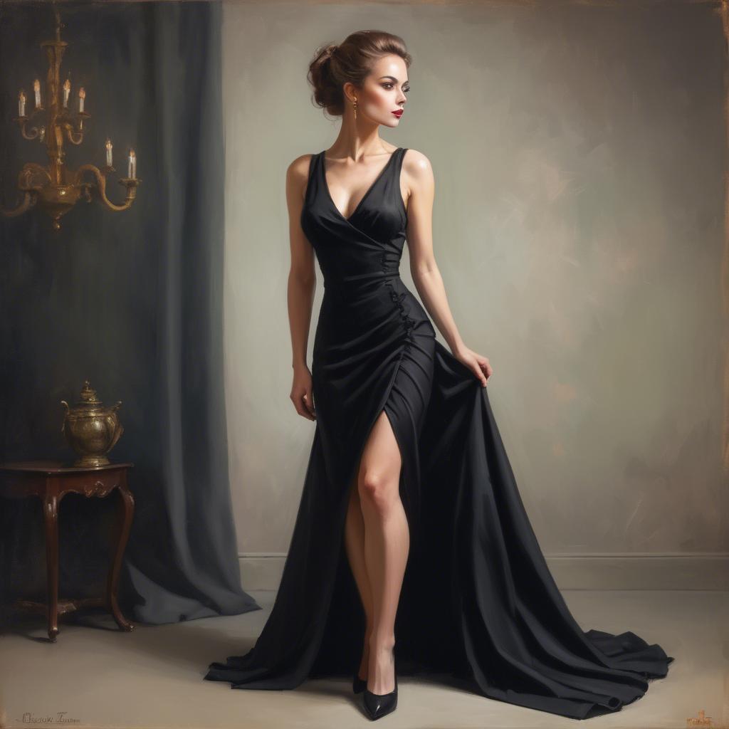 A stunning image of elegant lady in a black dress.