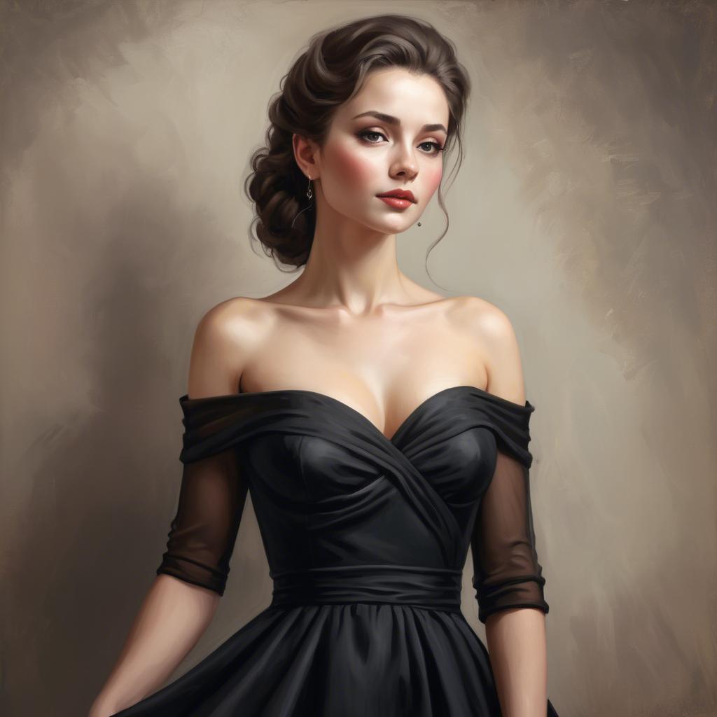 A stunning image of elegant lady in a black dress.