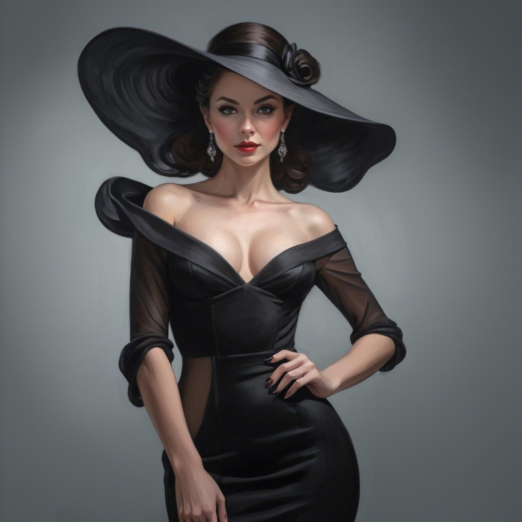 A stunning image of elegant lady in a black dress.