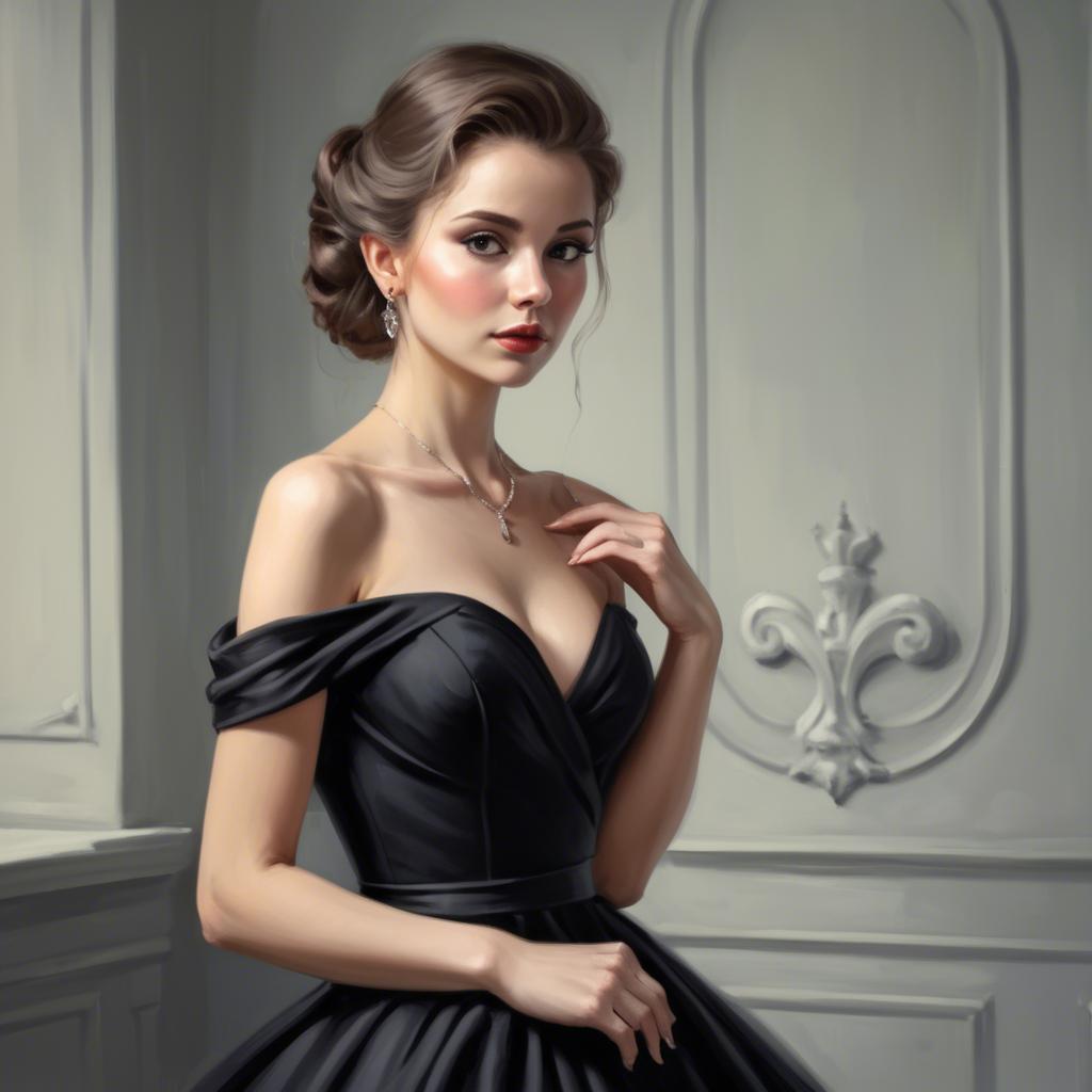 A stunning image of elegant lady in a black dress.