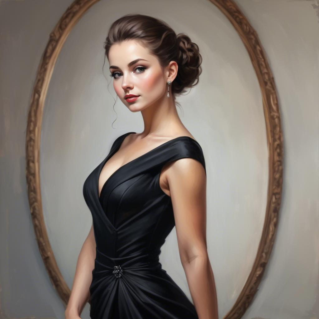 A stunning image of elegant lady in a black dress.