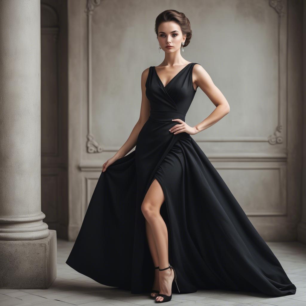 A stunning image of elegant lady in a black dress.