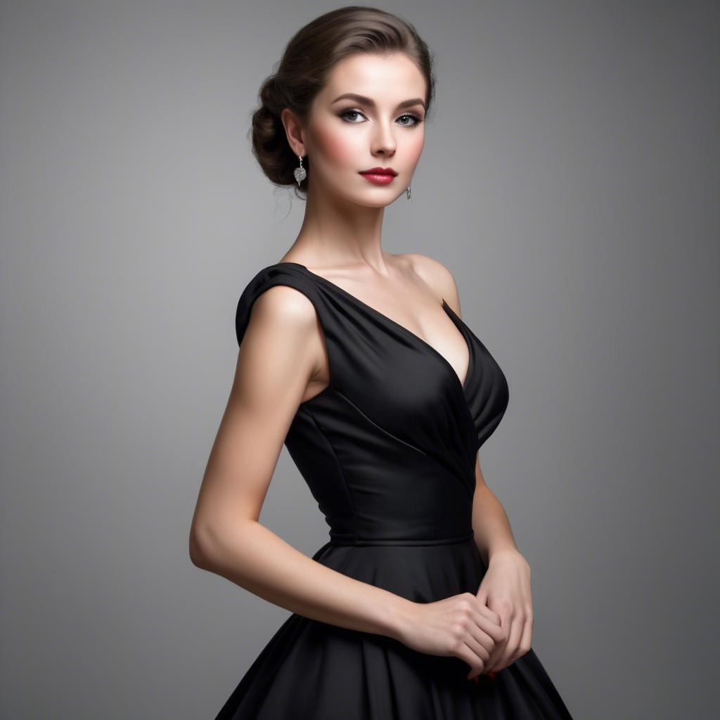 A stunning image of elegant lady in a black dress.