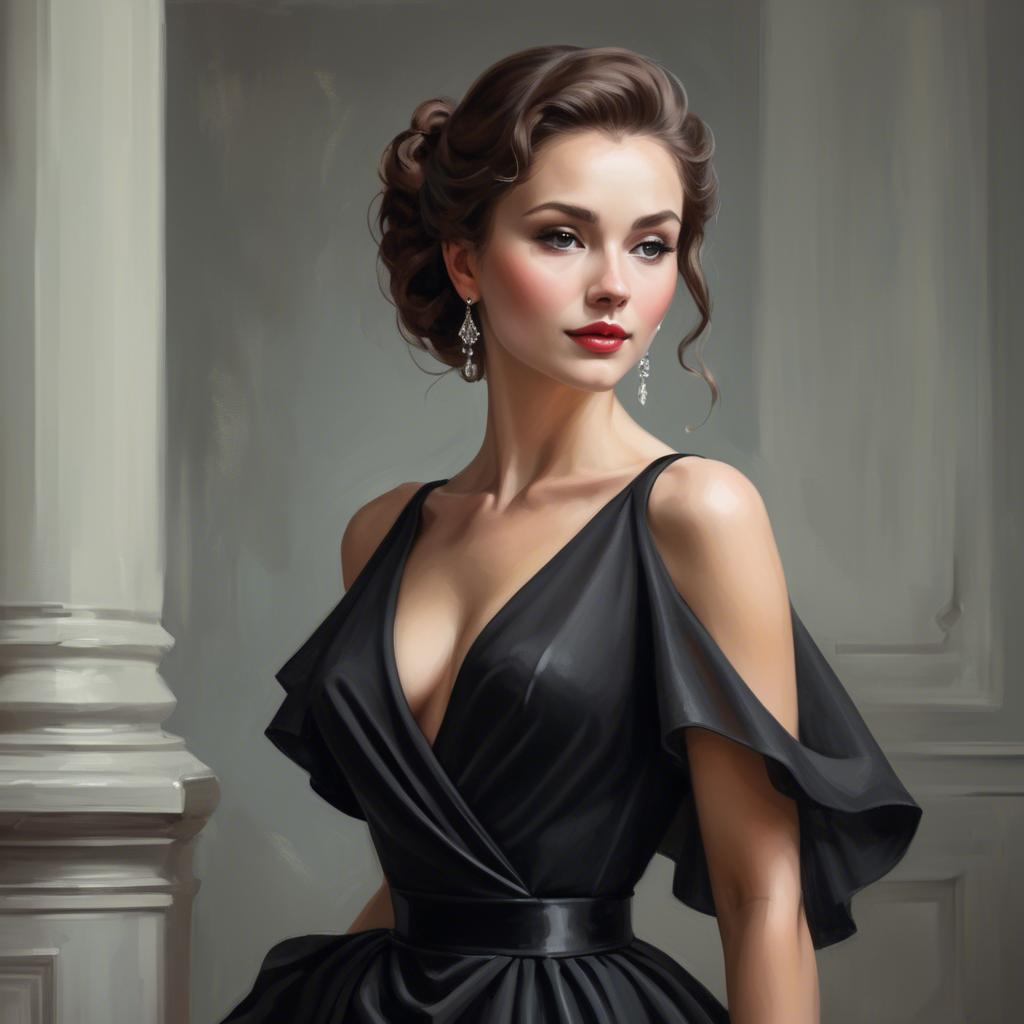 A stunning image of elegant lady in a black dress.