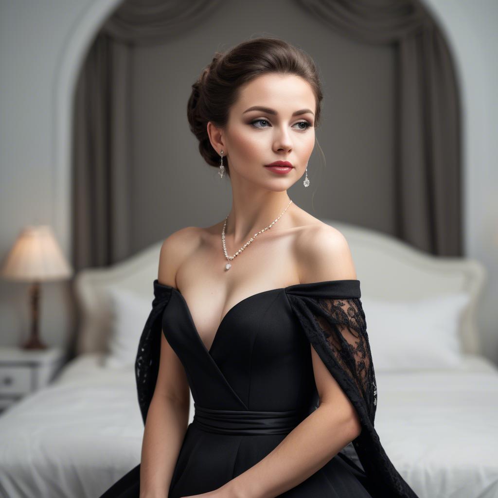 A stunning image of elegant lady in a black dress.