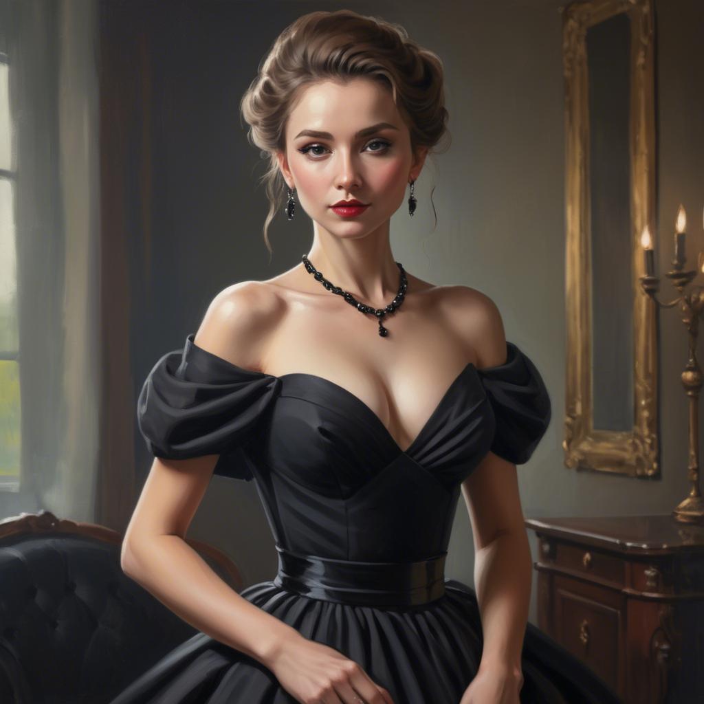 A stunning image of elegant lady in a black dress.