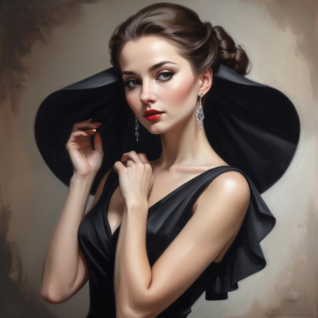 A stunning image of elegant lady in a black dress.