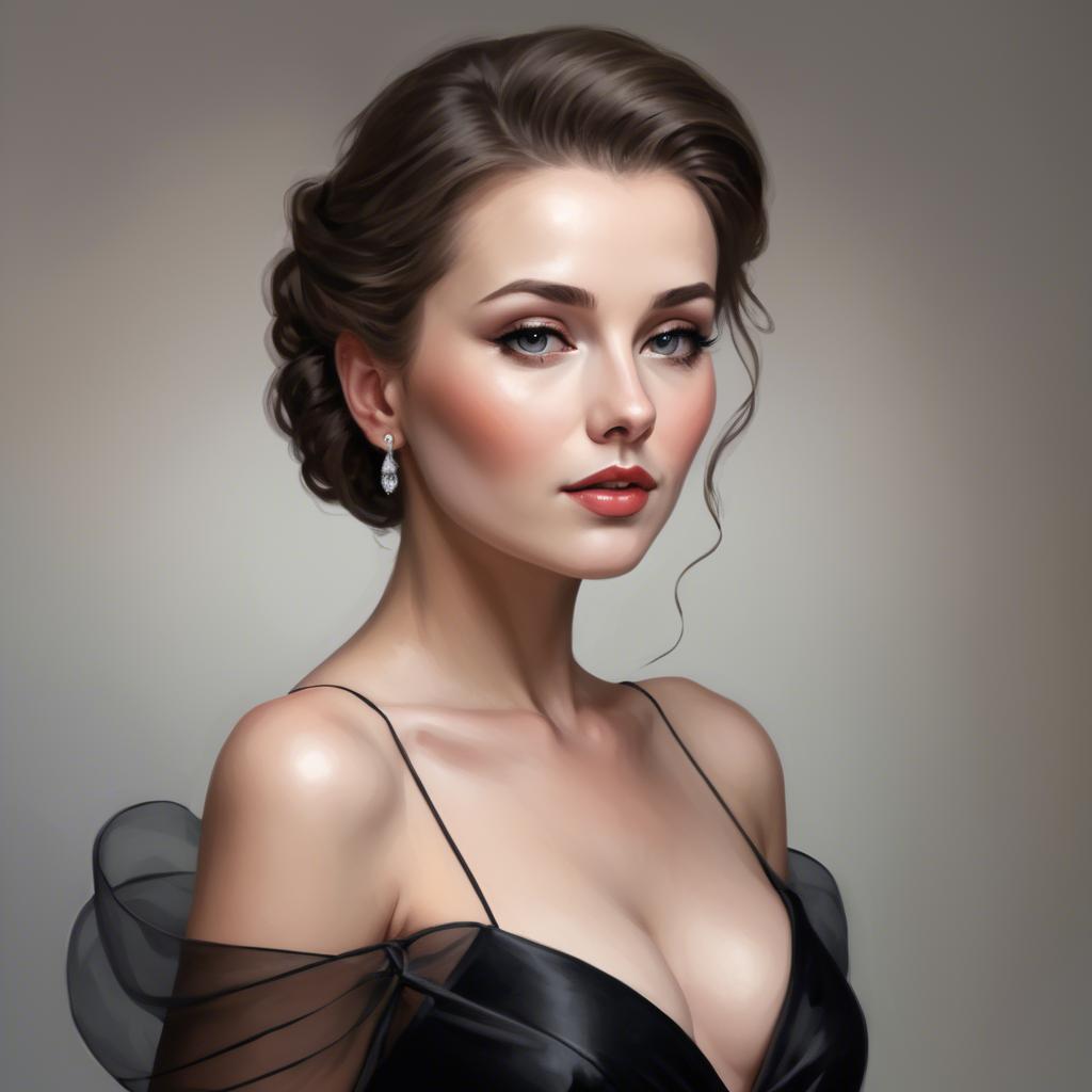 A stunning image of elegant lady in a black dress.