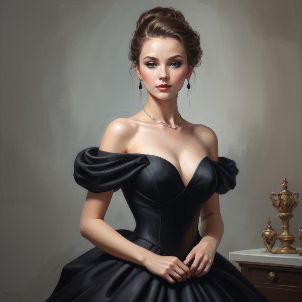 A stunning image of elegant lady in a black dress.