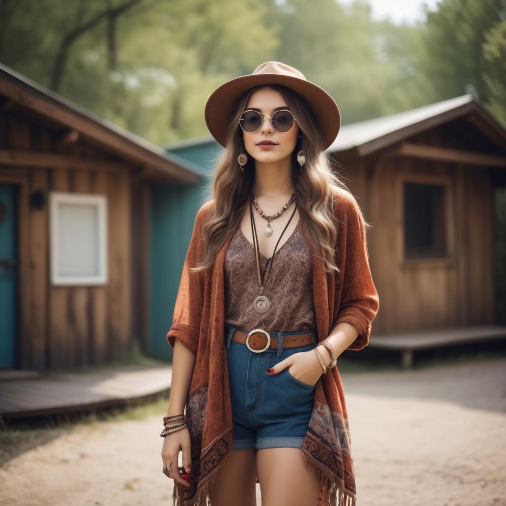A stunning image of fashionable girl with a retro boho vibe.
