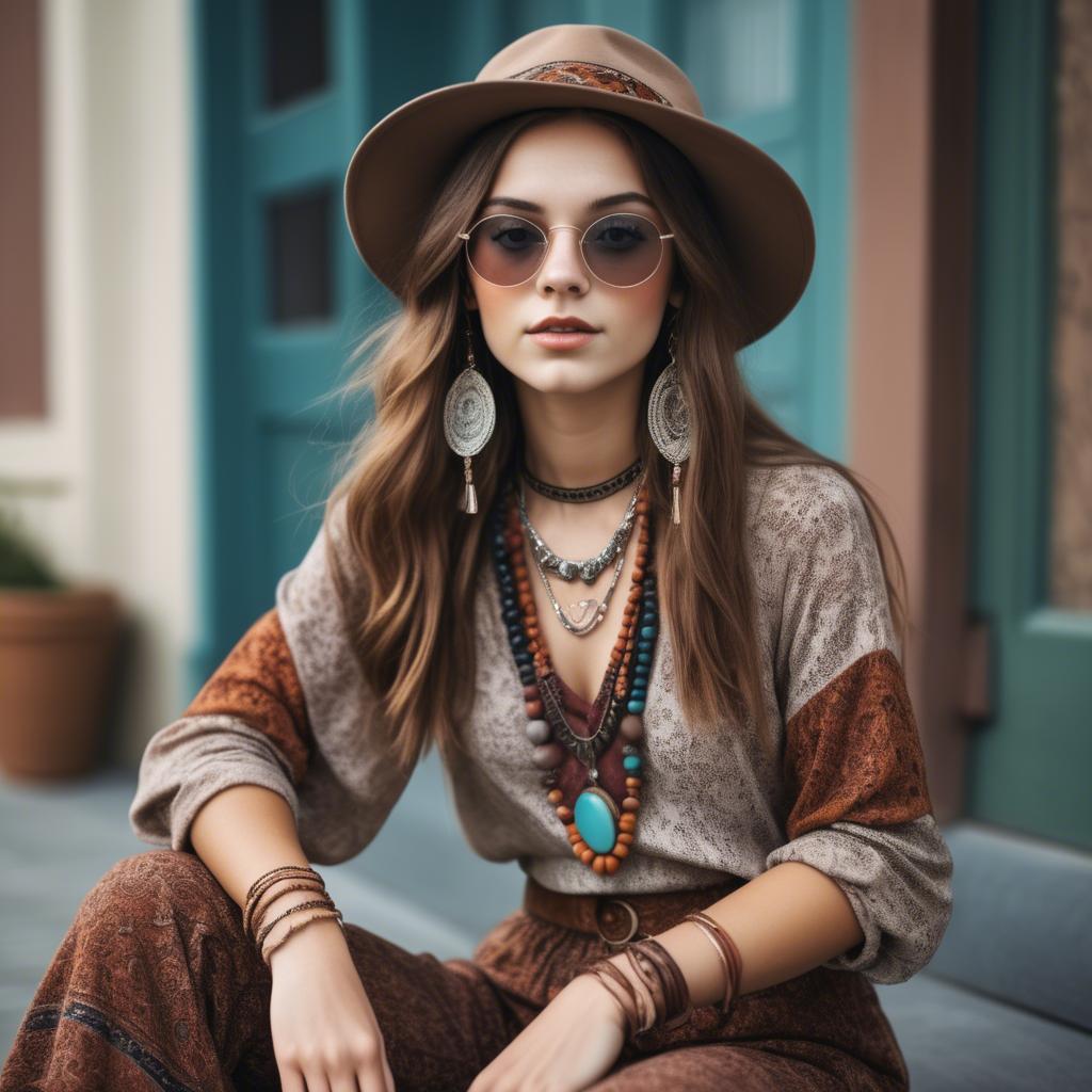 A stunning image of fashionable girl with a retro boho vibe.