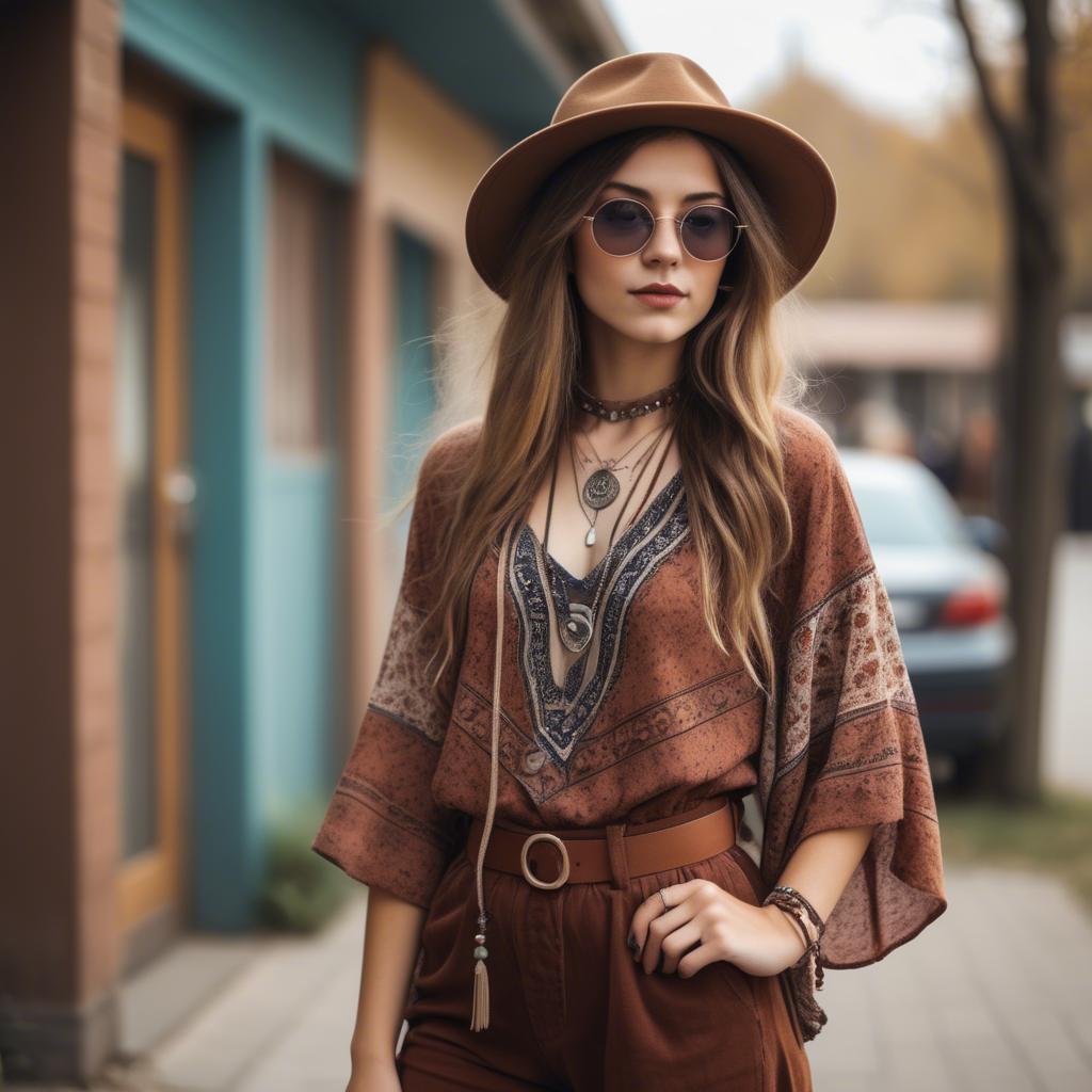 A stunning image of fashionable girl with a retro boho vibe.