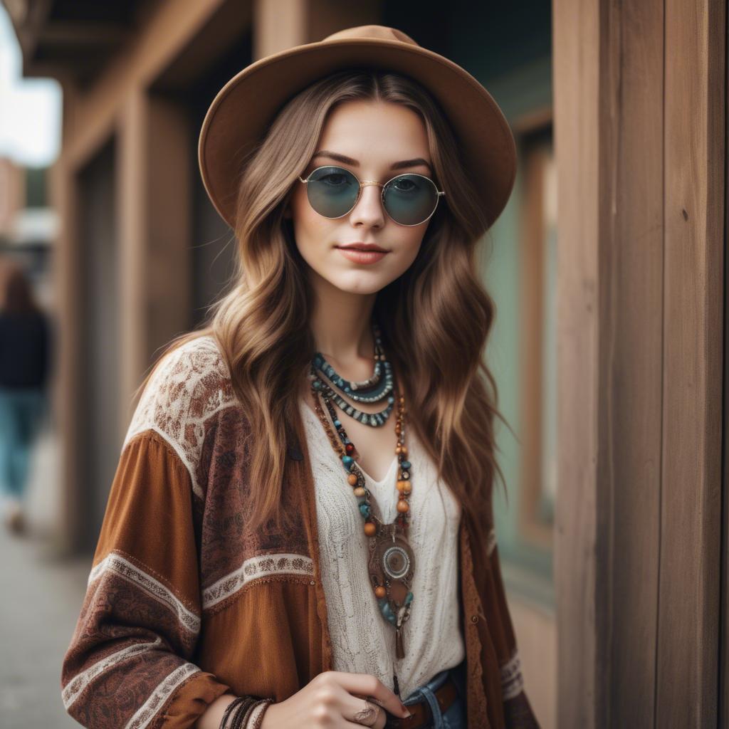 A stunning image of fashionable girl with a retro boho vibe.