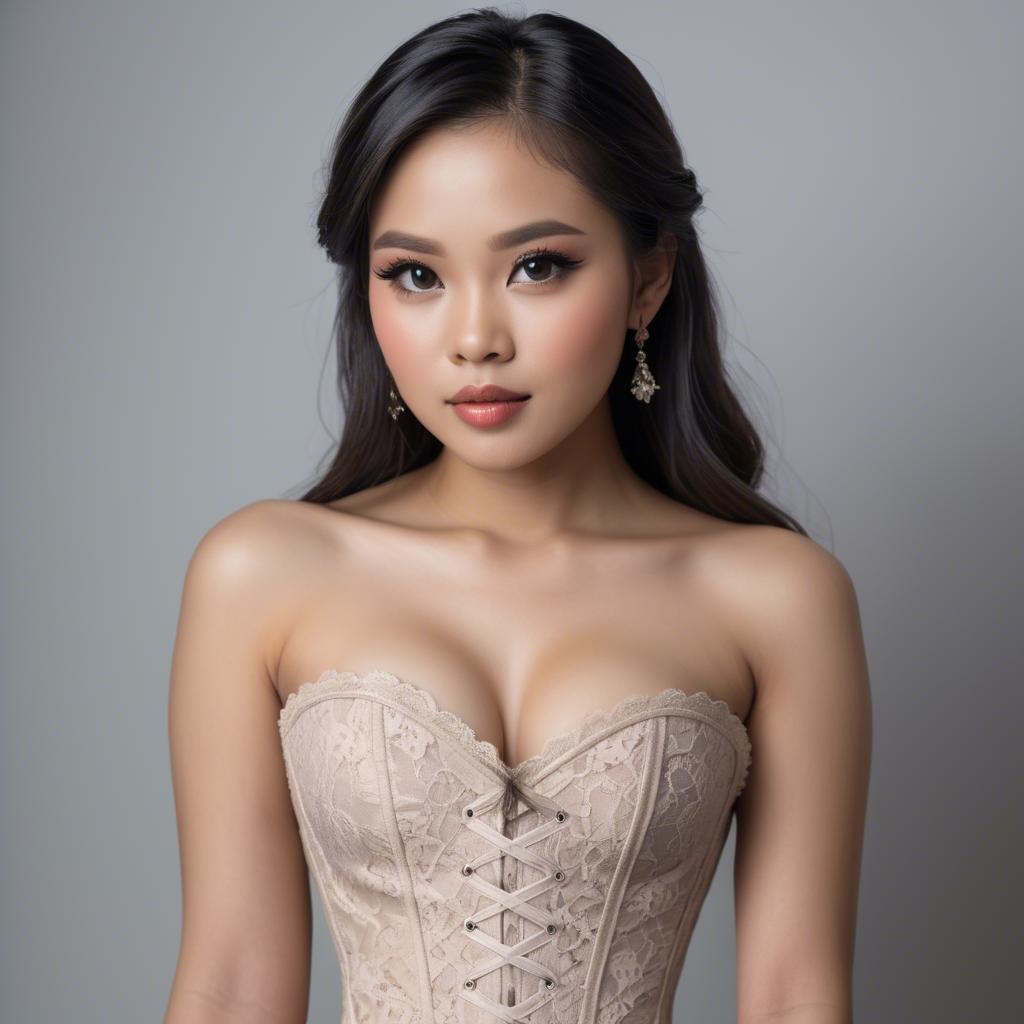 A stunning image of filipina model in a lace corset.