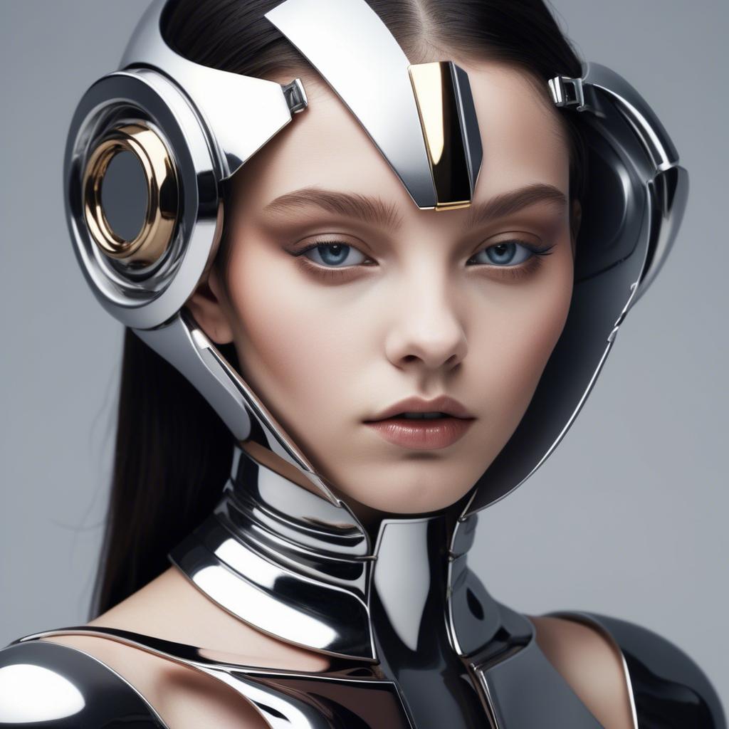 A stunning image of futuristic girl with metallic accessories and sleek design.