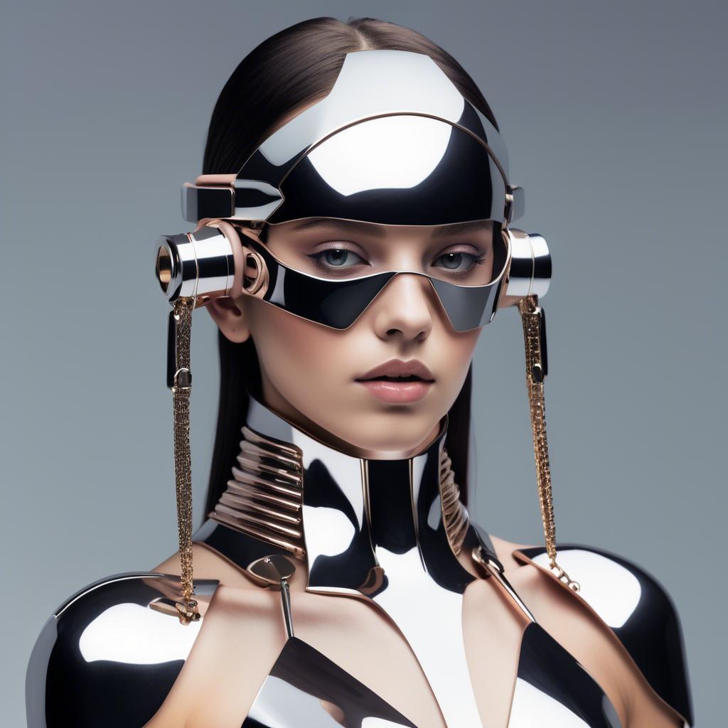 A stunning image of futuristic girl with metallic accessories and sleek design.