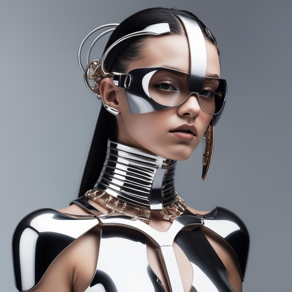 A stunning image of futuristic girl with metallic accessories and sleek design.