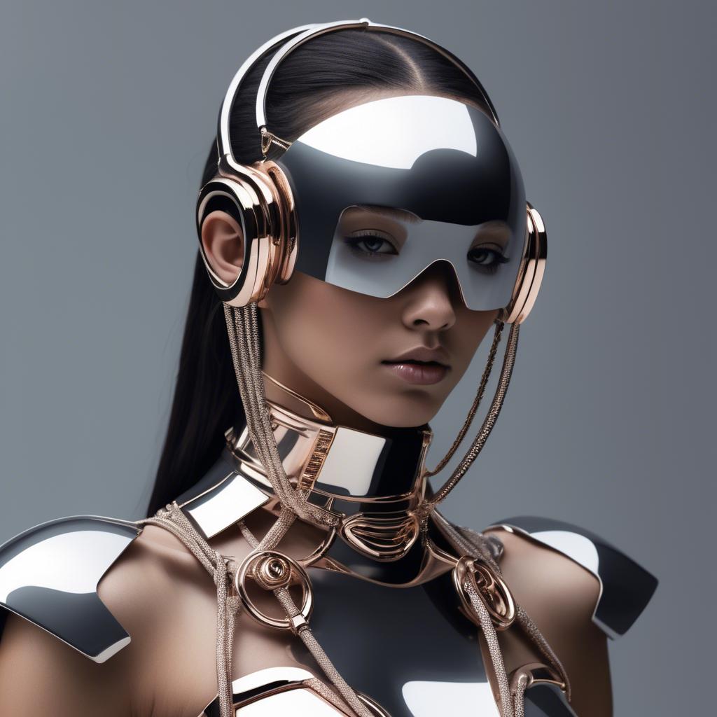 A stunning image of futuristic girl with metallic accessories and sleek design.