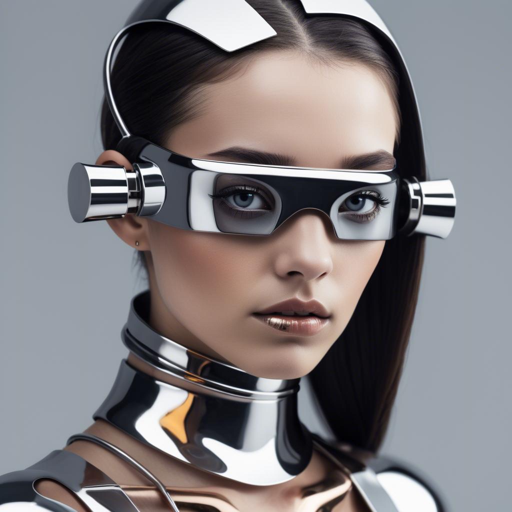 A stunning image of futuristic girl with metallic accessories and sleek design.
