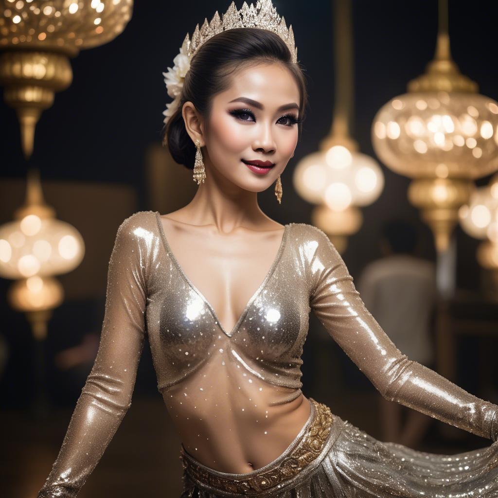 A stunning image of glamorous thai dancer in a sparkling dress.