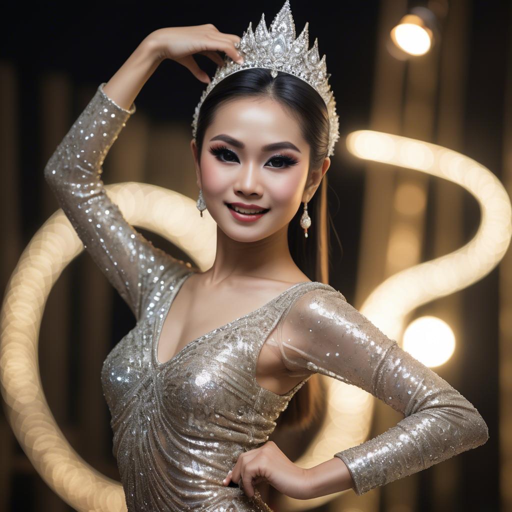 A stunning image of glamorous thai dancer in a sparkling dress.