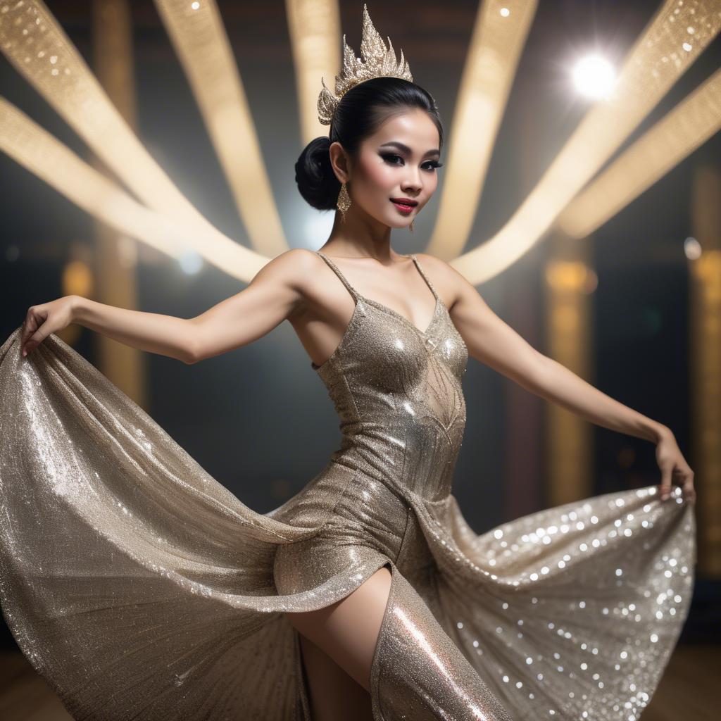A stunning image of glamorous thai dancer in a sparkling dress.