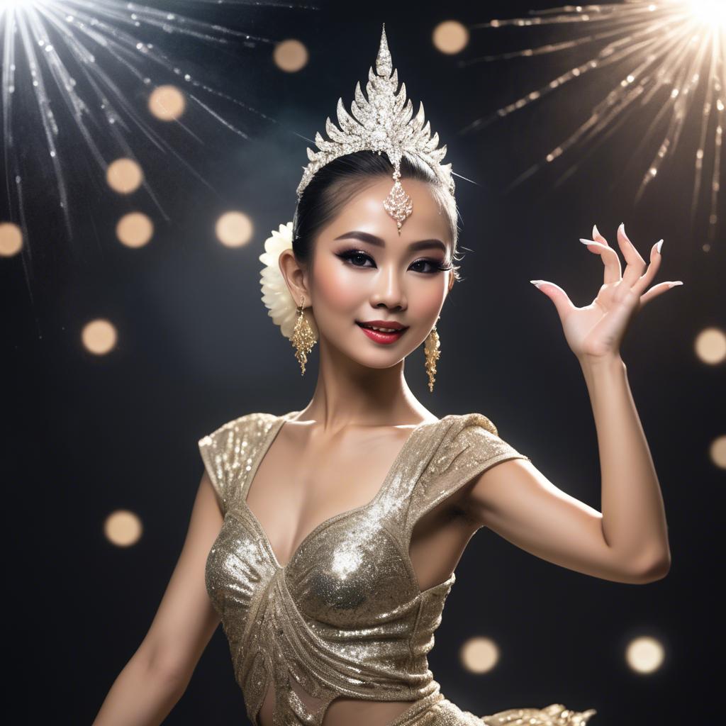 A stunning image of glamorous thai dancer in a sparkling dress.