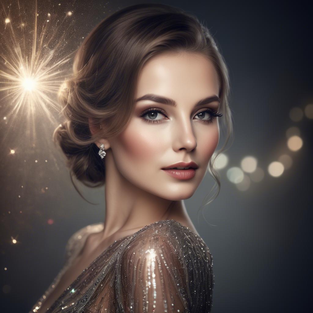 A stunning image of glamorous woman in a sparkling evening dress.