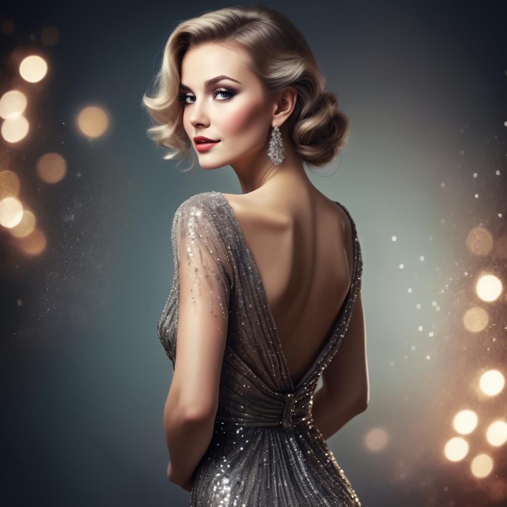 A stunning image of glamorous woman in a sparkling evening dress.