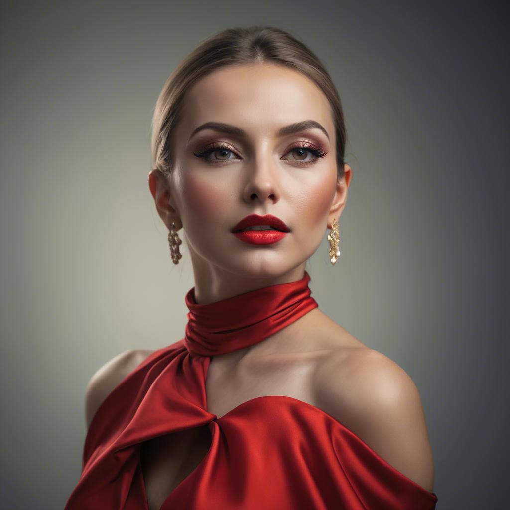 A stunning image of glamorous woman in red dress.